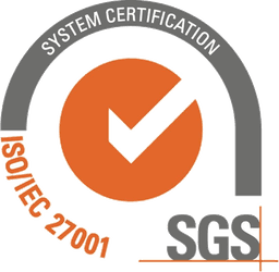 ISO/IEC 27001 system certification mark issued by SGS